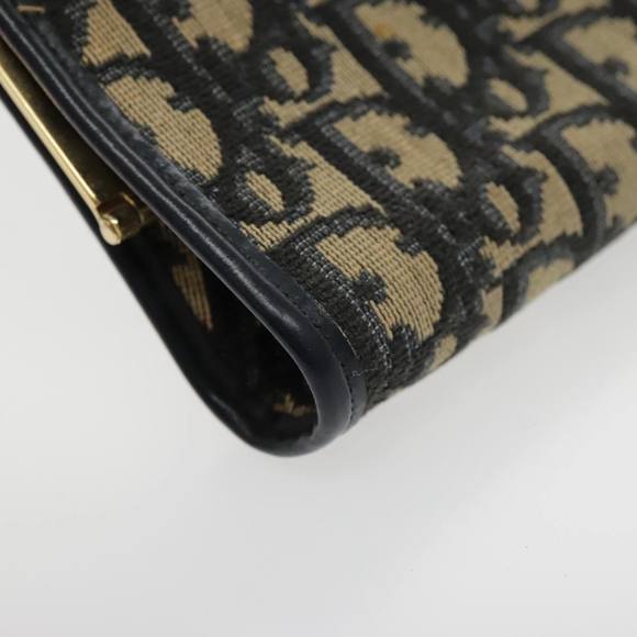 Christian Dior Trotter Canvas Pouch Navy Gold Auth 94733 - Picture 8 of 16